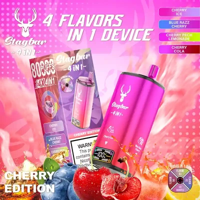 Cherry Ice & Blue Razz Cherry & Cherry Peach Lemonade & Cherry Cola | STAGBAR 4IN1 80K Puffs Disposable Vape